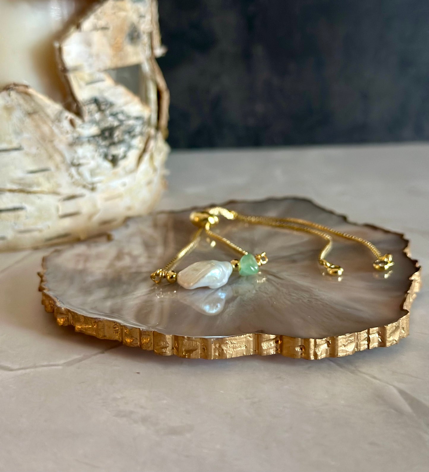 Pulseras en cadena con dijes de Perlas naturales