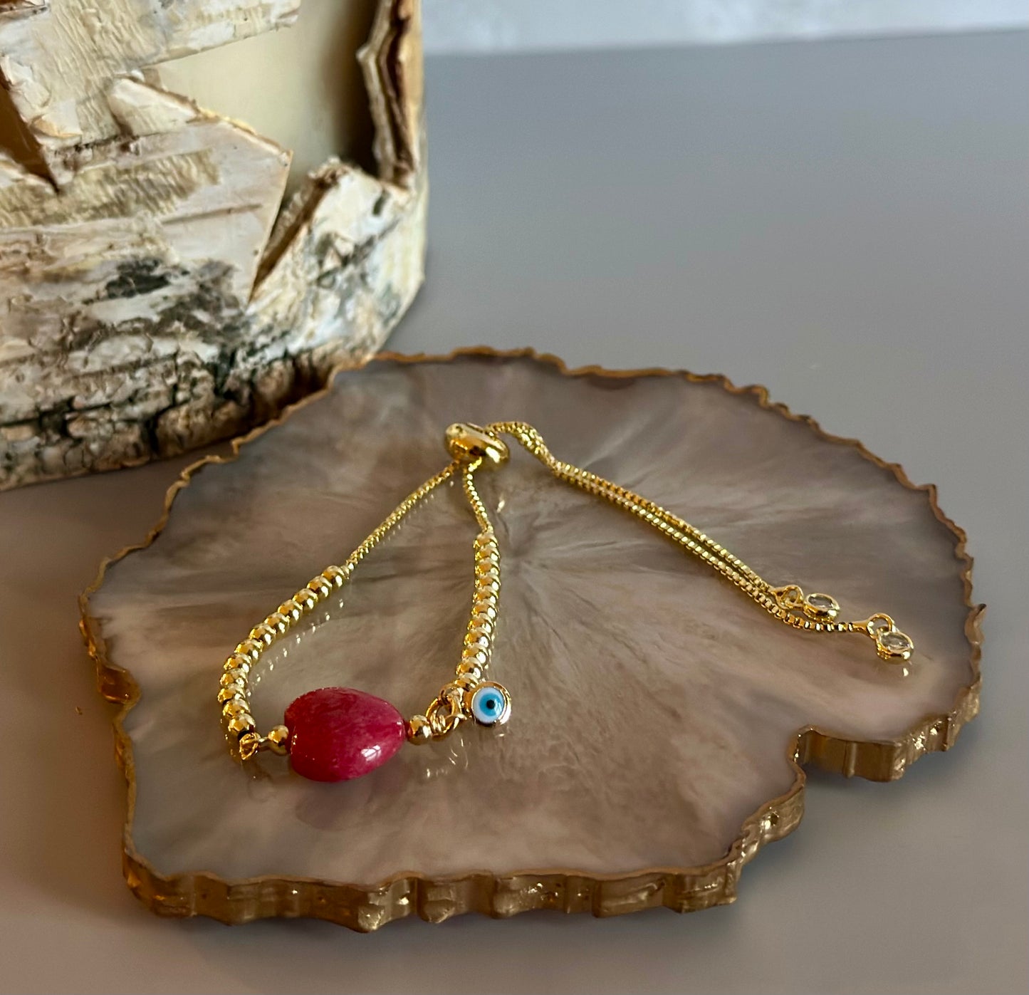 Pulseras en cadena con dijes de Corazones 🩷🧡