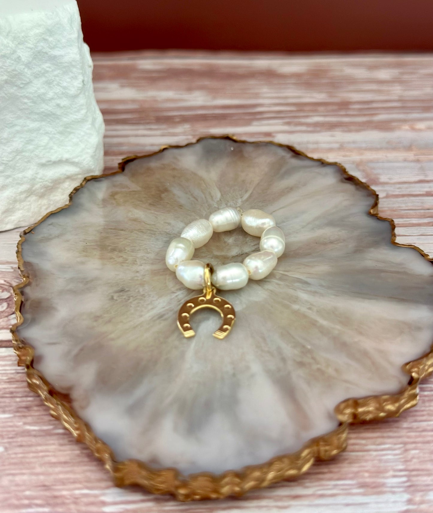 C- Anillo de Perlas Naturales