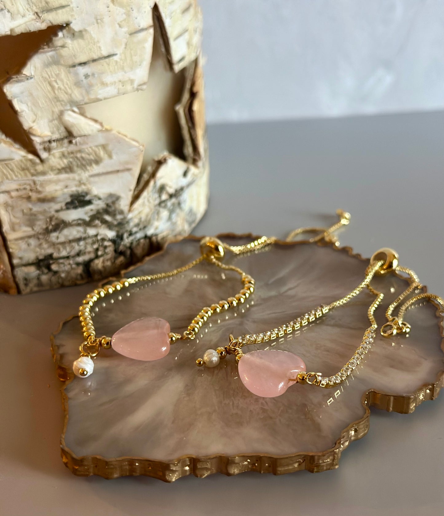 Pulseras en cadena con dijes de Corazones 🩷🧡