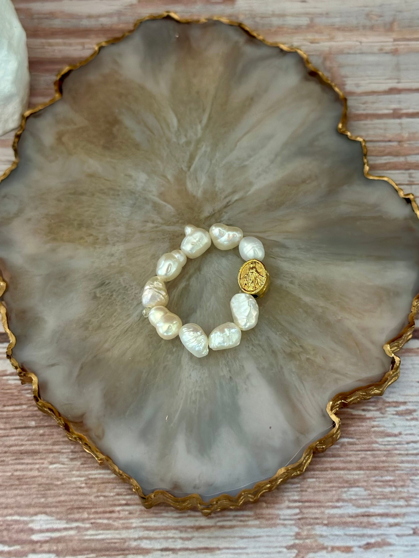 C- Anillo de Perlas Naturales