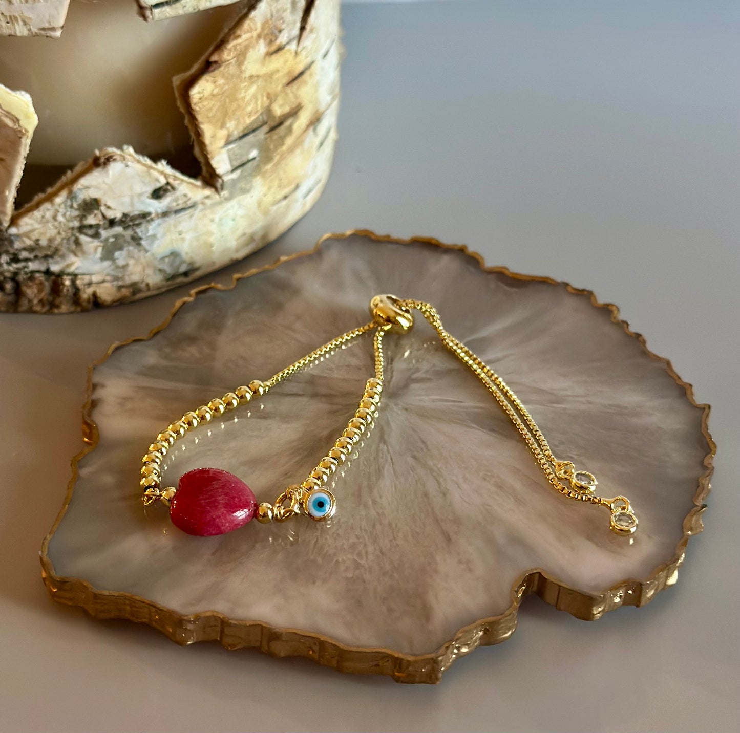 Pulseras en cadena con dijes de Corazones 🩷🧡