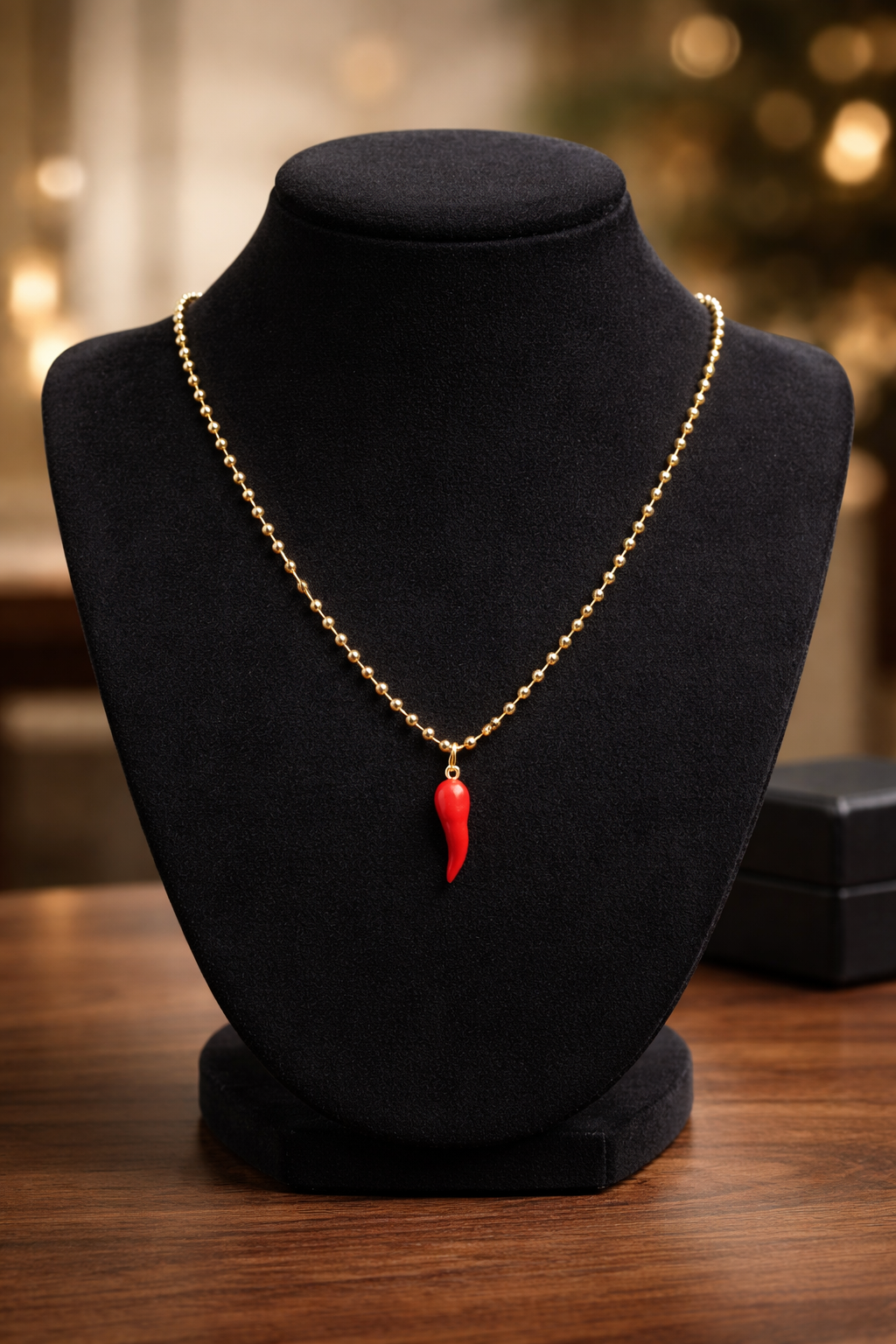 A Cadena estilo militar con dije Cornicello italiano