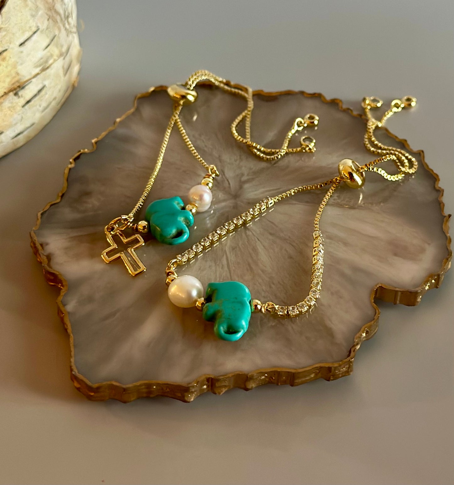 Pulseras en cadena con dijes Turquesa