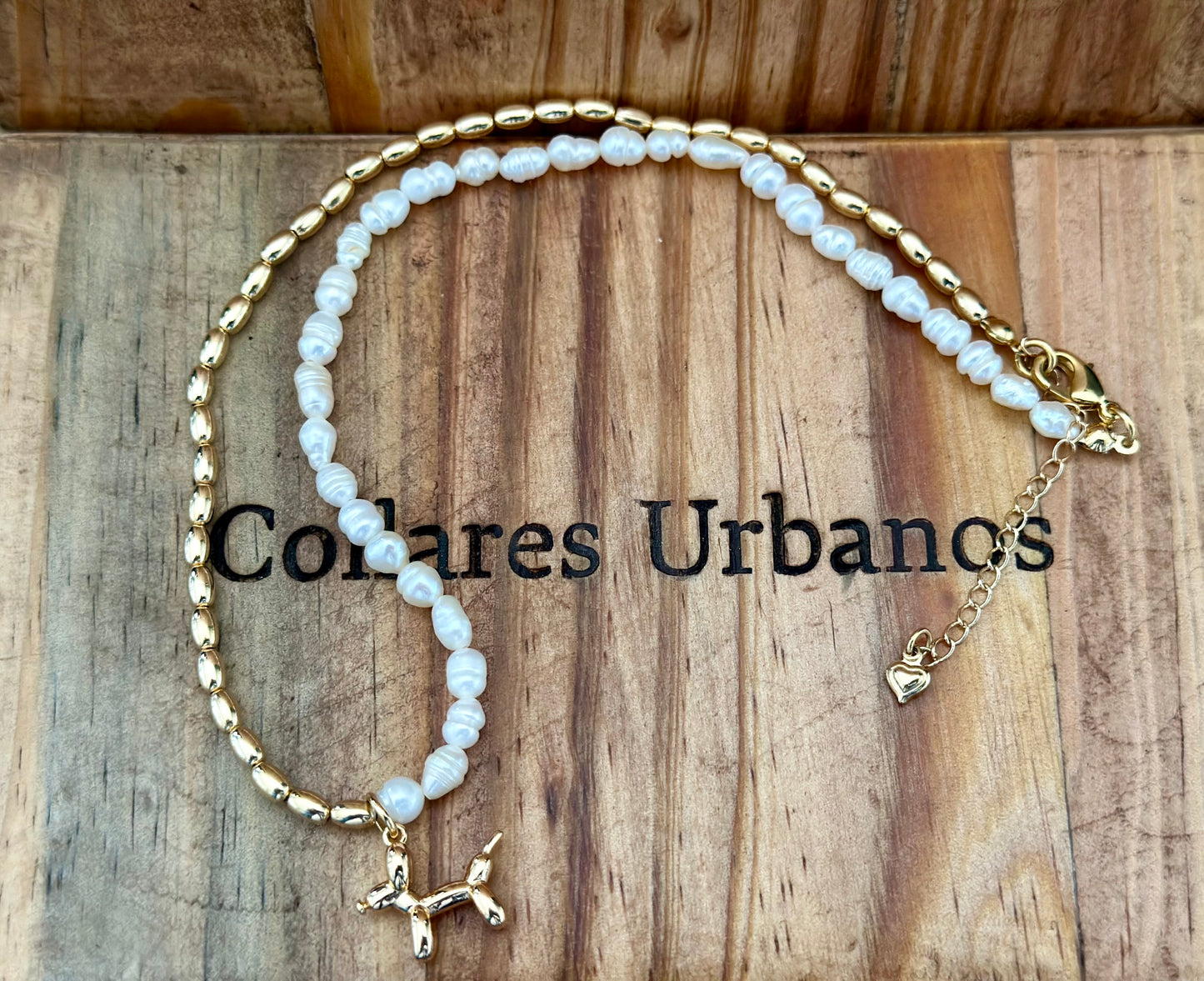 A- Collar de Perla y Balines con dije de Perrito 🐶
