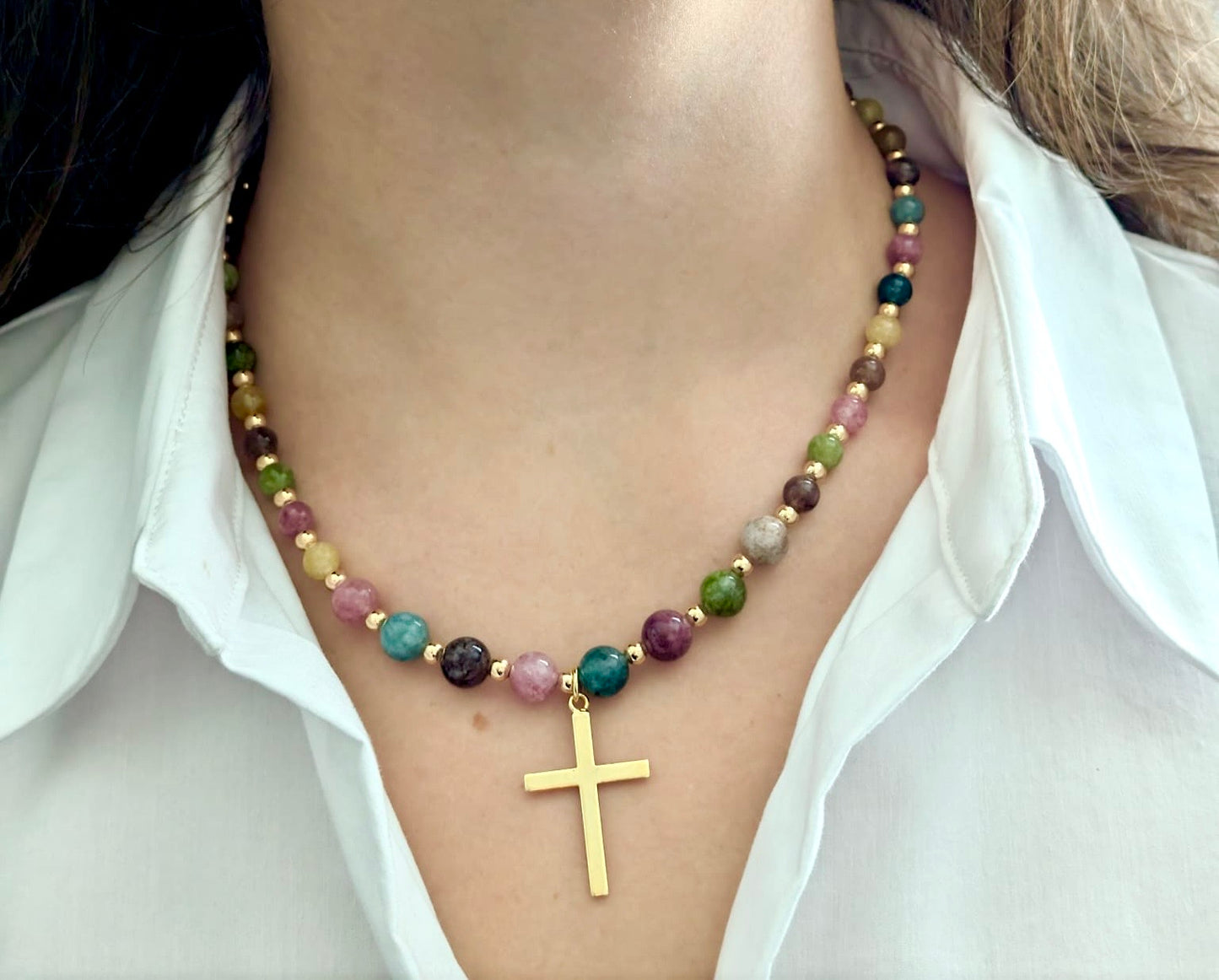 Collar elaborado en ágata de bellos colores