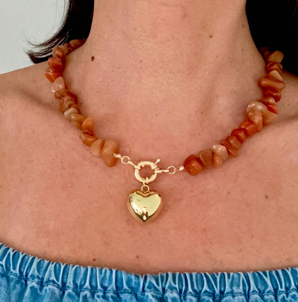 X- Collar Ámbar y Corazón