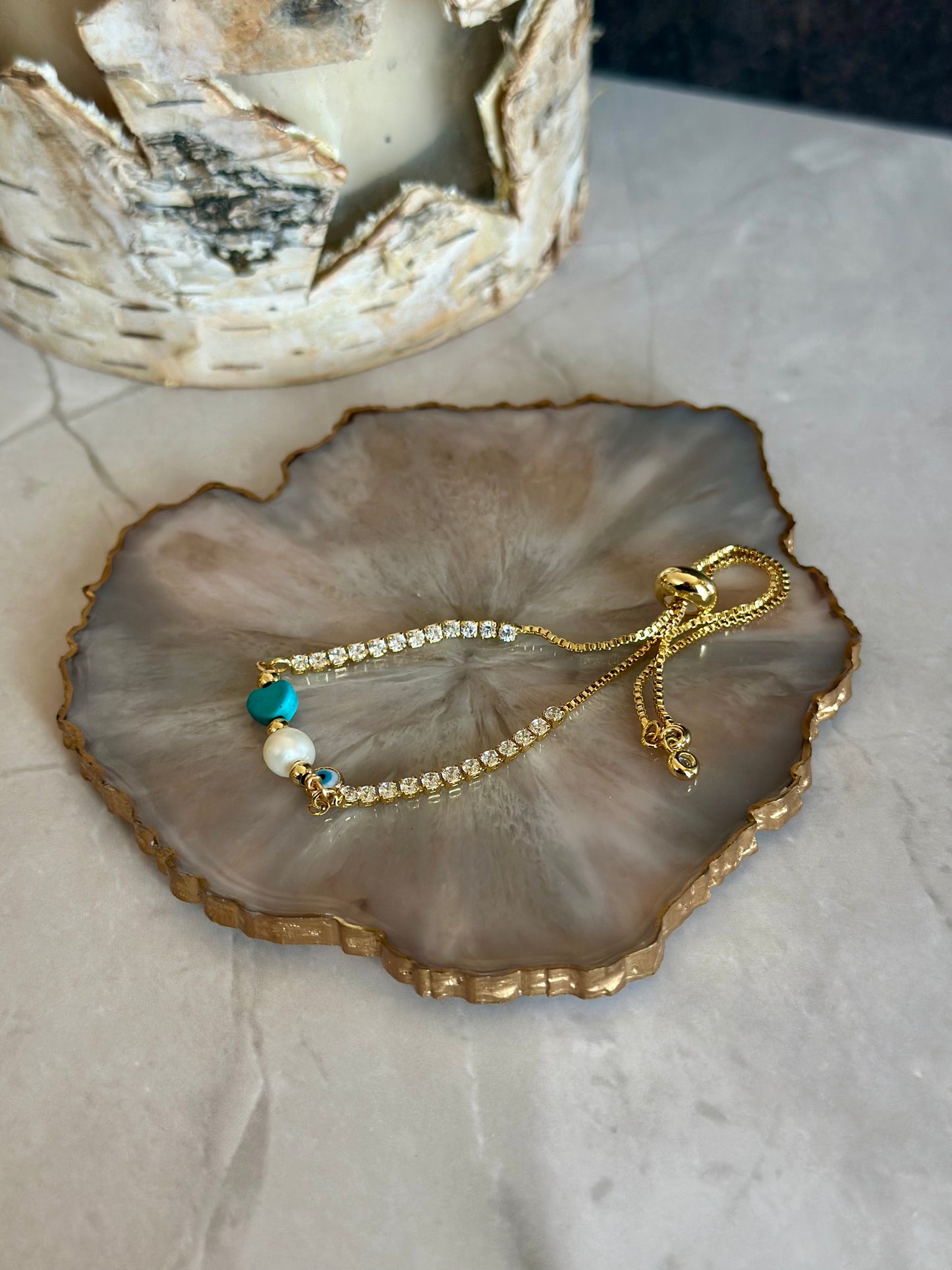 Pulseras en cadena con Turquesa, Perla y Ojo turco 🧿