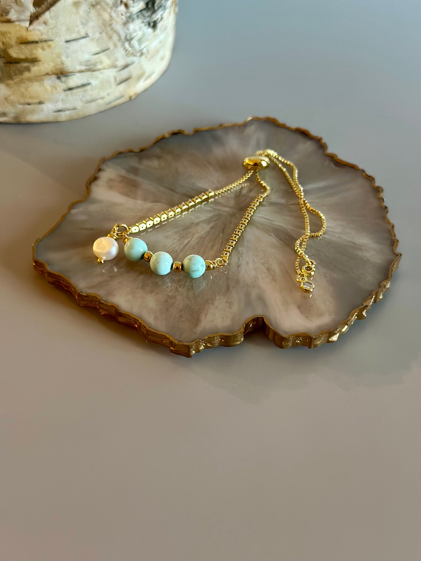 Pulseras en cadena con dije Turquesa