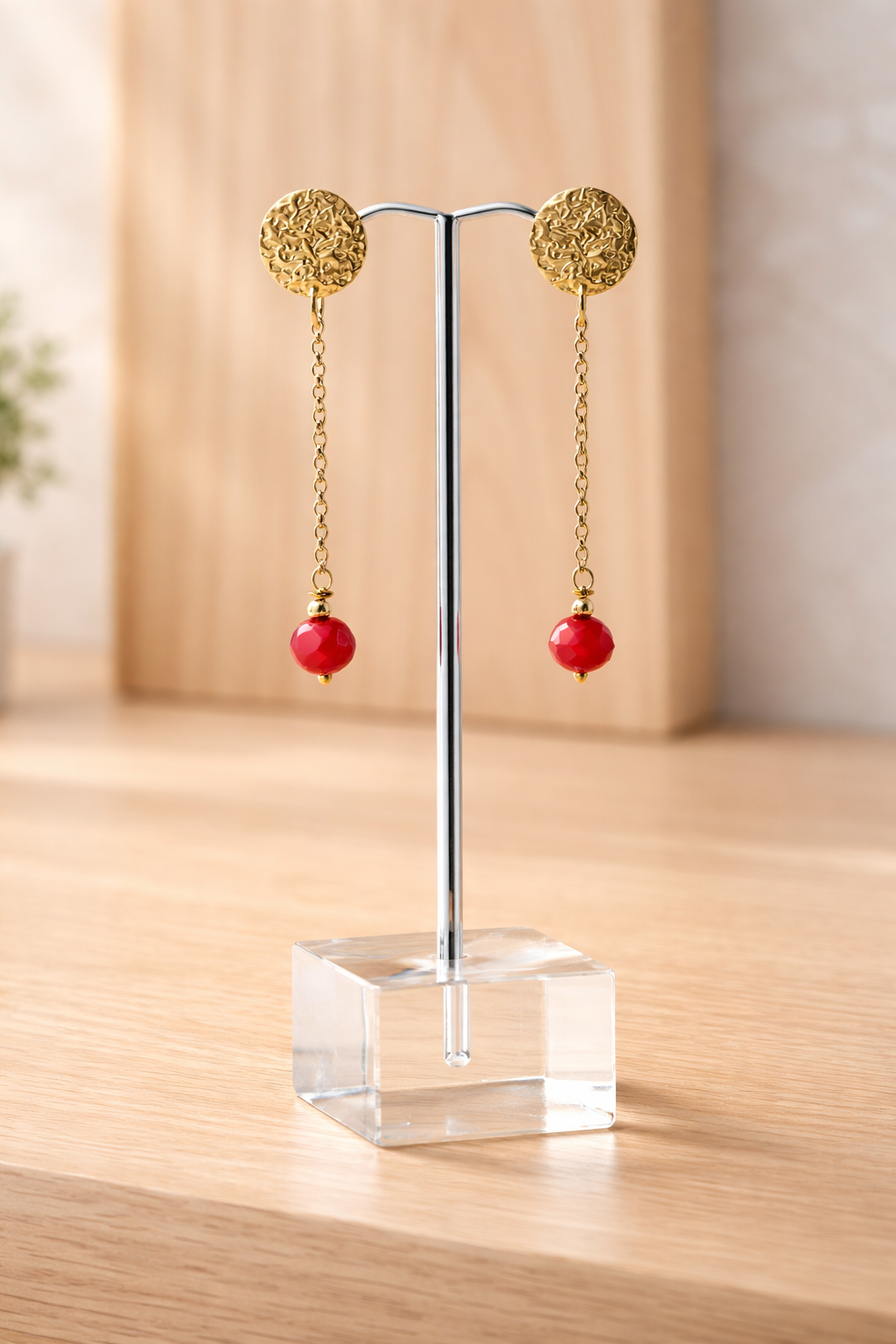 Aretes Dorados & Coral