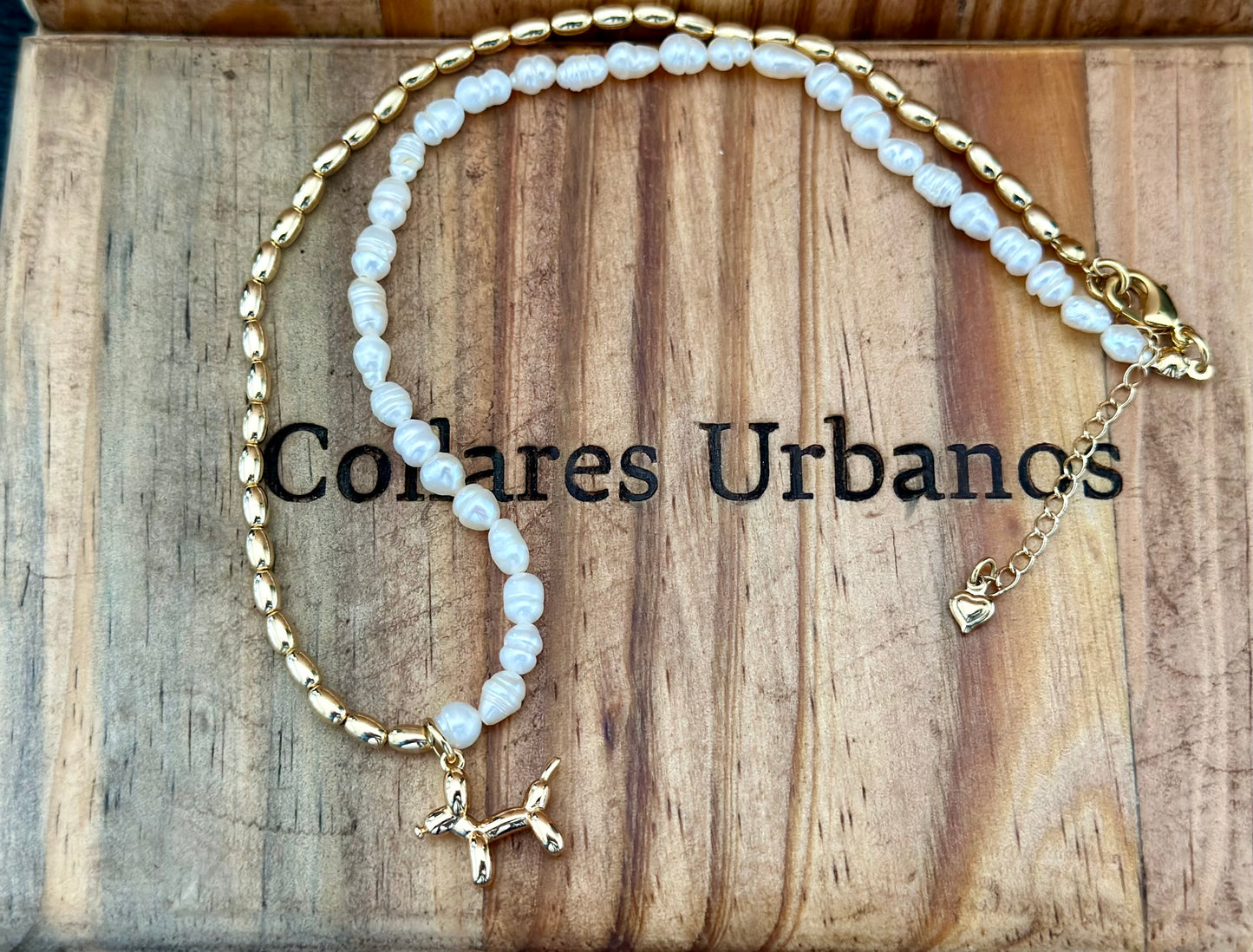 A- Collar de Perla y Balines con dije de Perrito 🐶