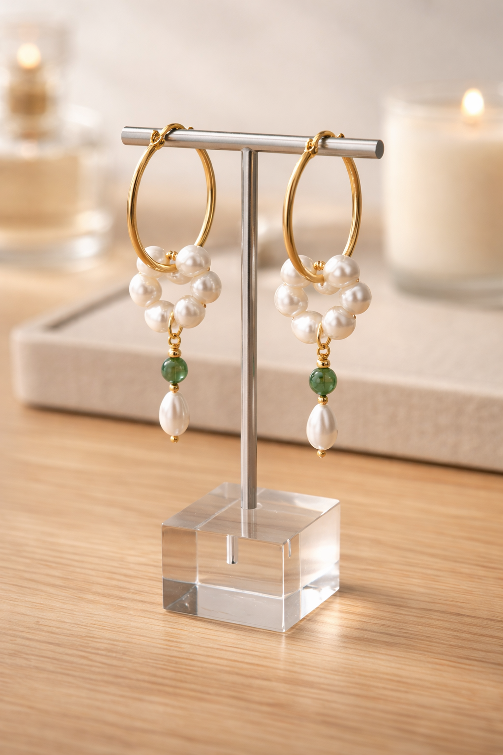 Argollas con Perla y Jade