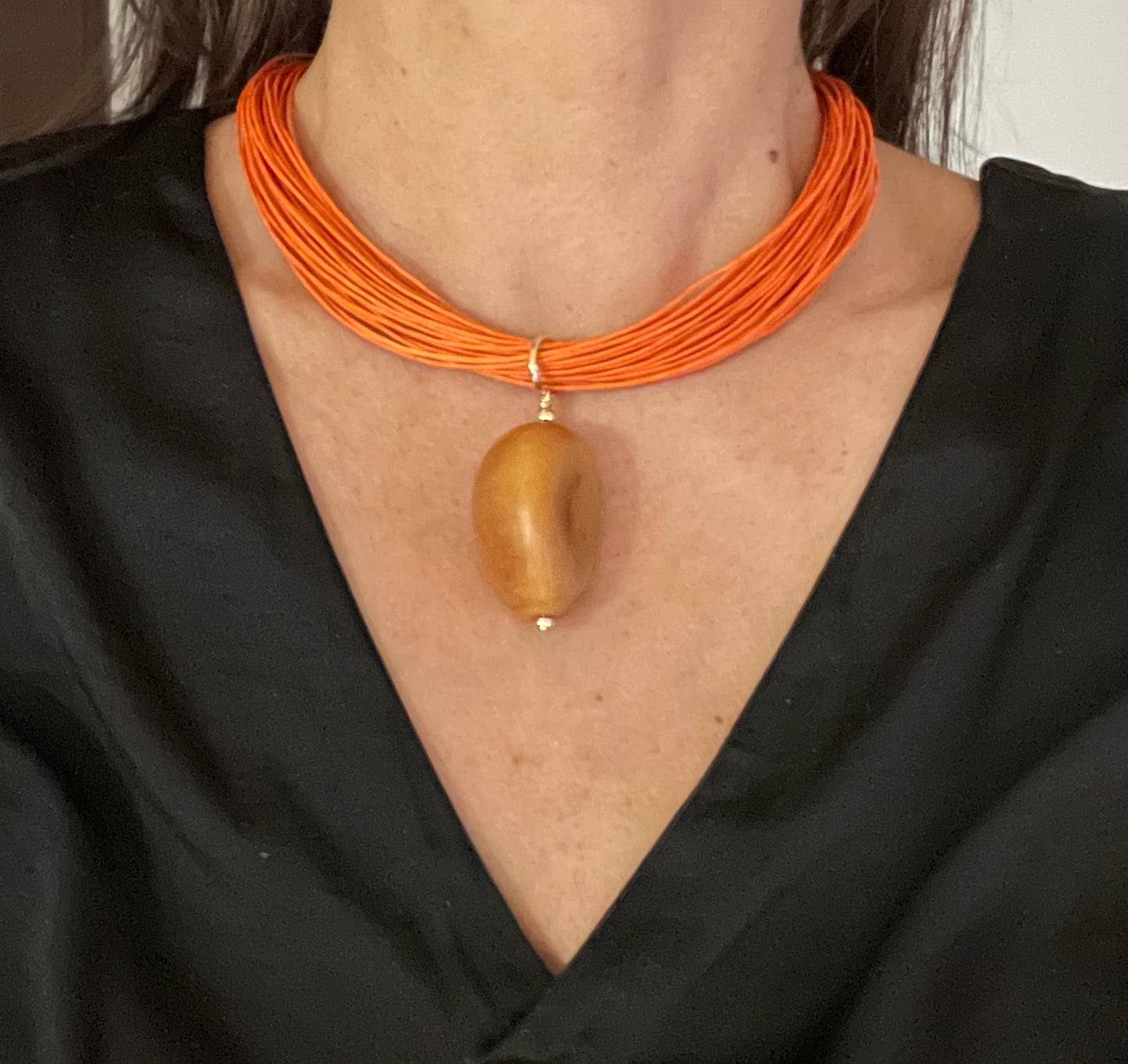 X- Collar mecatillo naranja