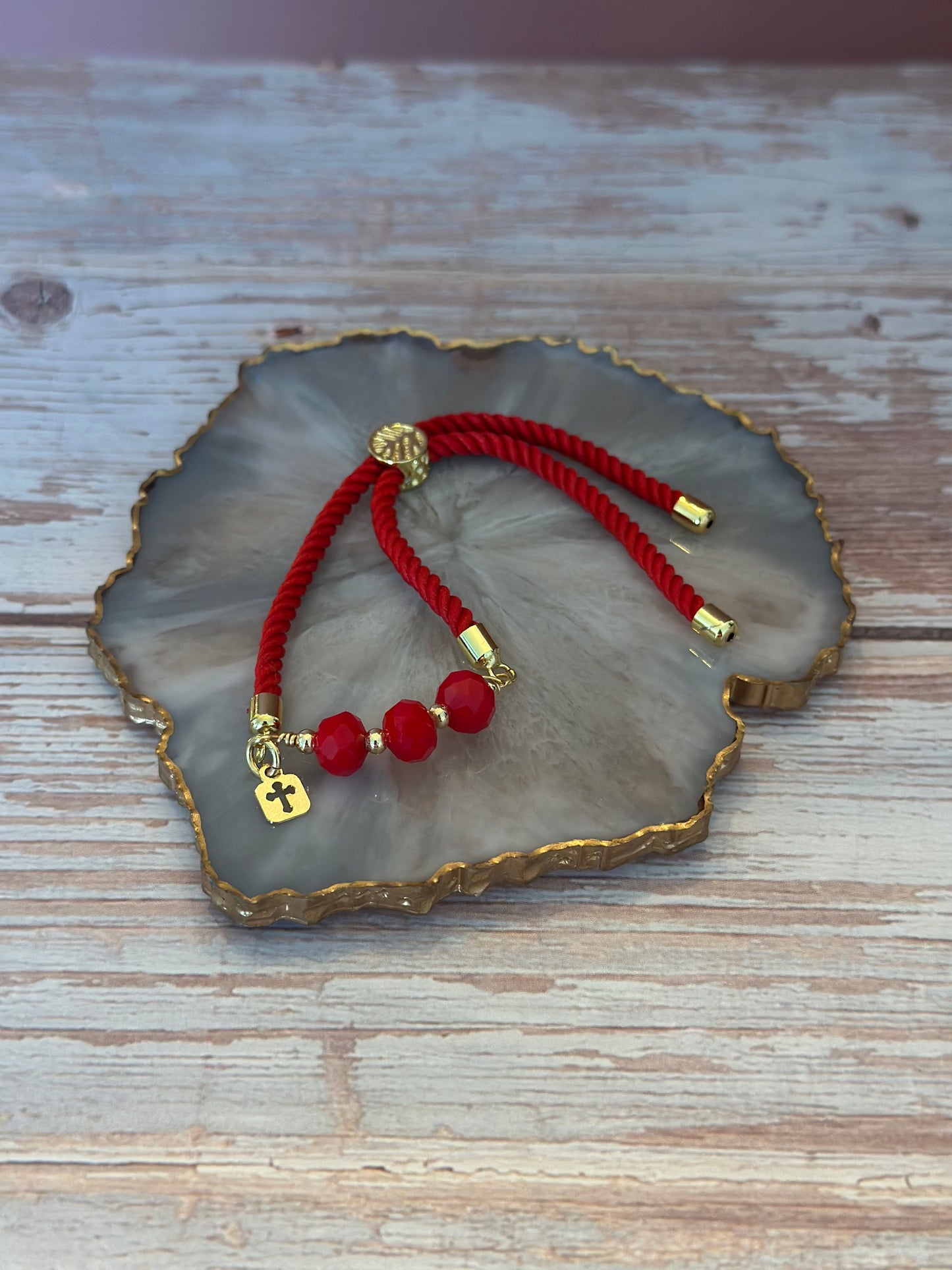 Pulseras en cordón roja con Cristales