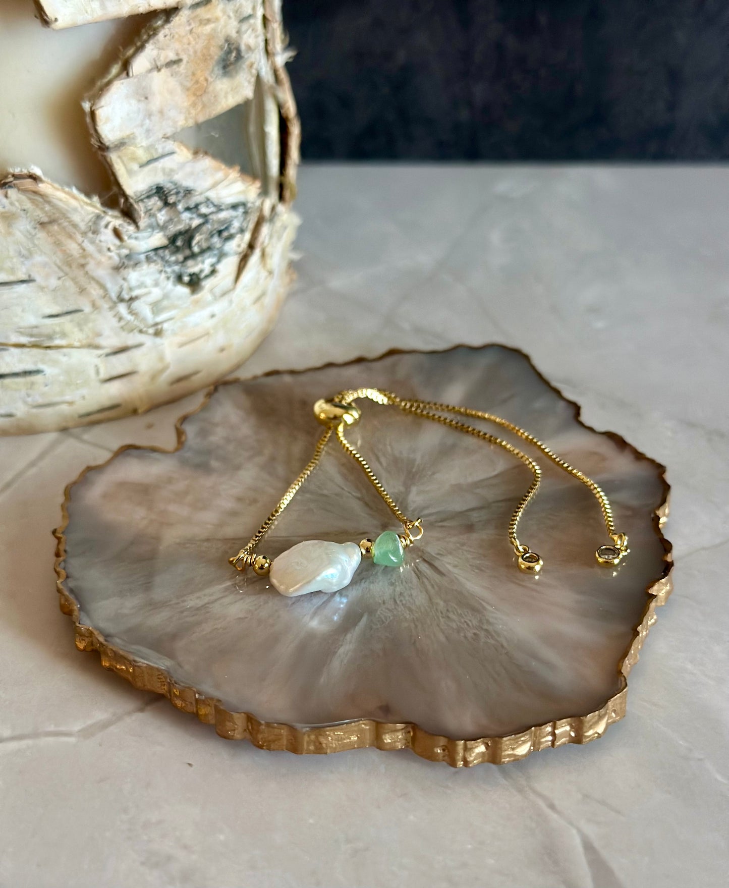 Pulseras en cadena con dijes de Perlas naturales