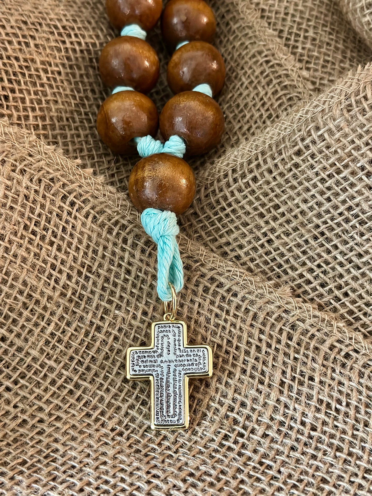 Bendición para el Hogar 🏡 en madera y mecatillo Azul celeste