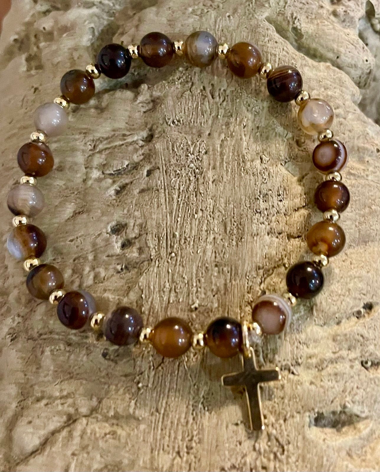 A Pulsera de Ágatas en colores tierra