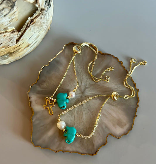 Pulseras en cadena con dijes Turquesa