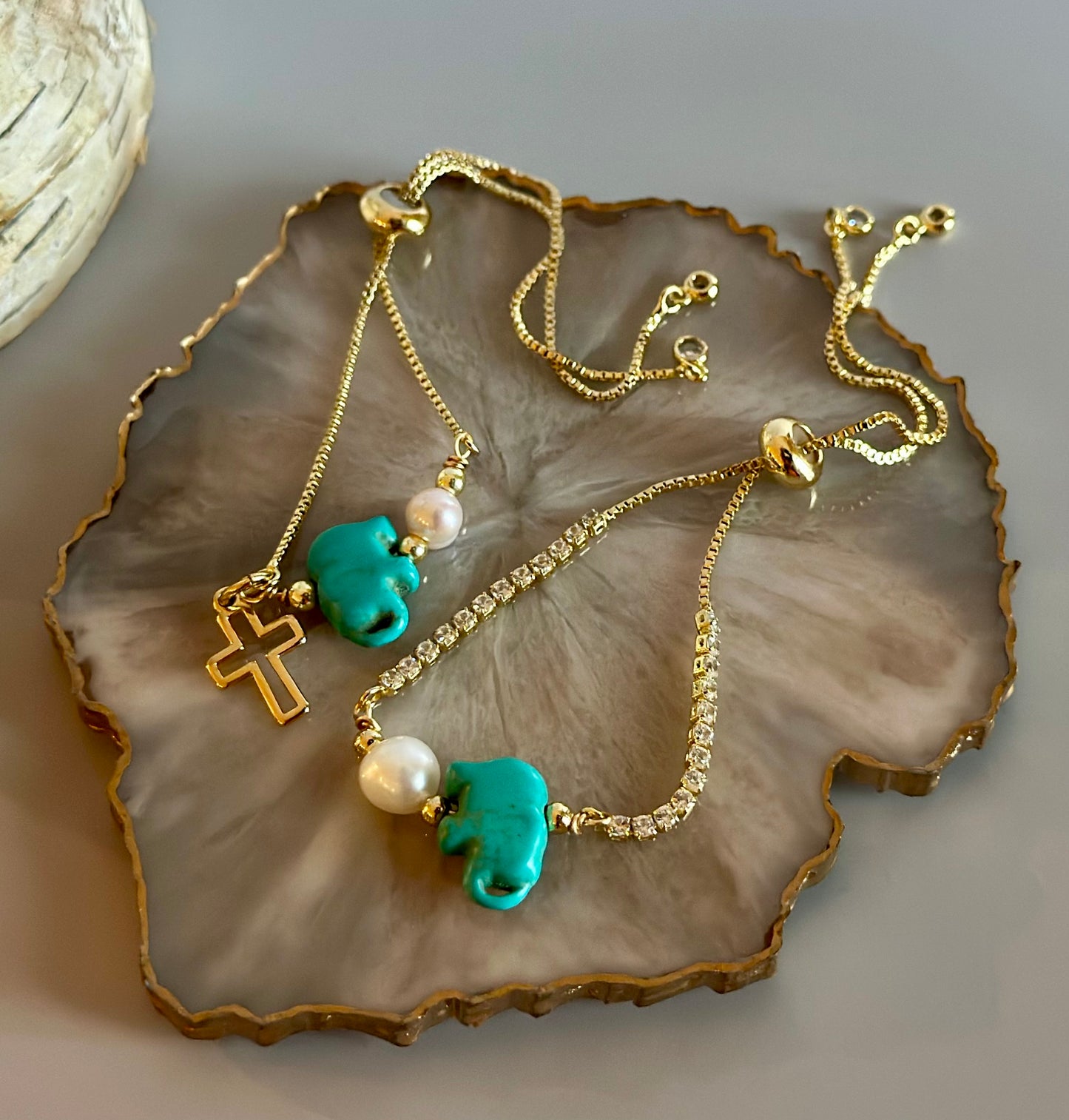 Pulseras en cadena con dijes Turquesa