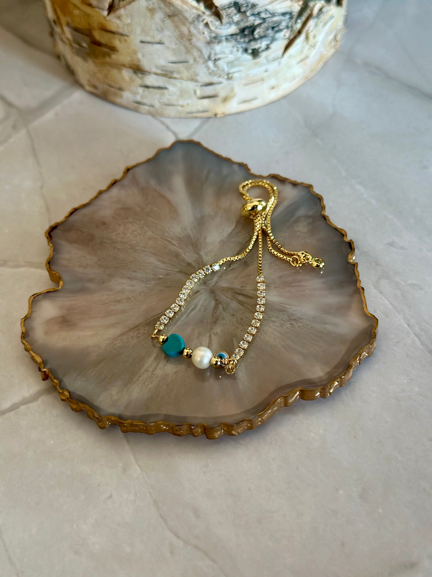 Pulseras en cadena con Turquesa, Perla y Ojo turco 🧿