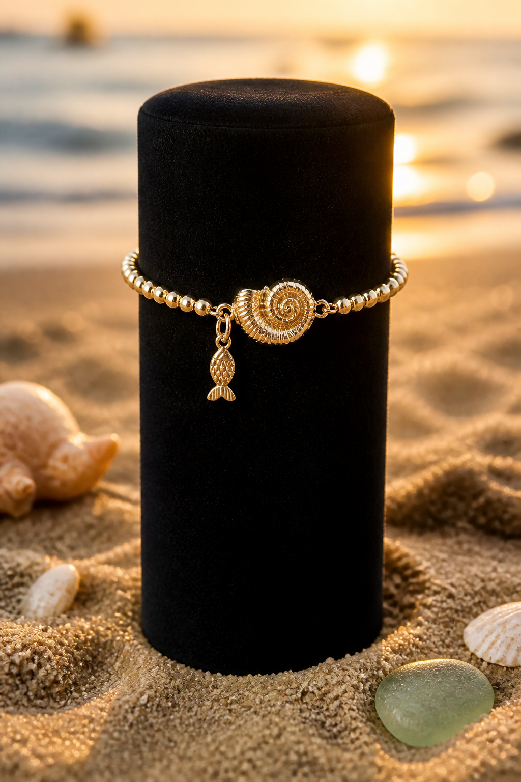A Pulseras de cadena con dije de Caracol