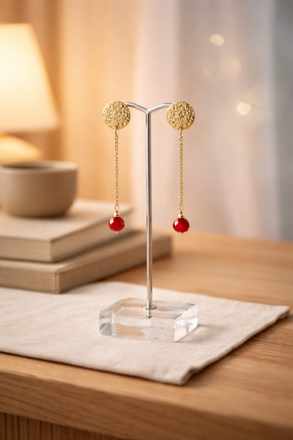 Aretes Dorados & Coral