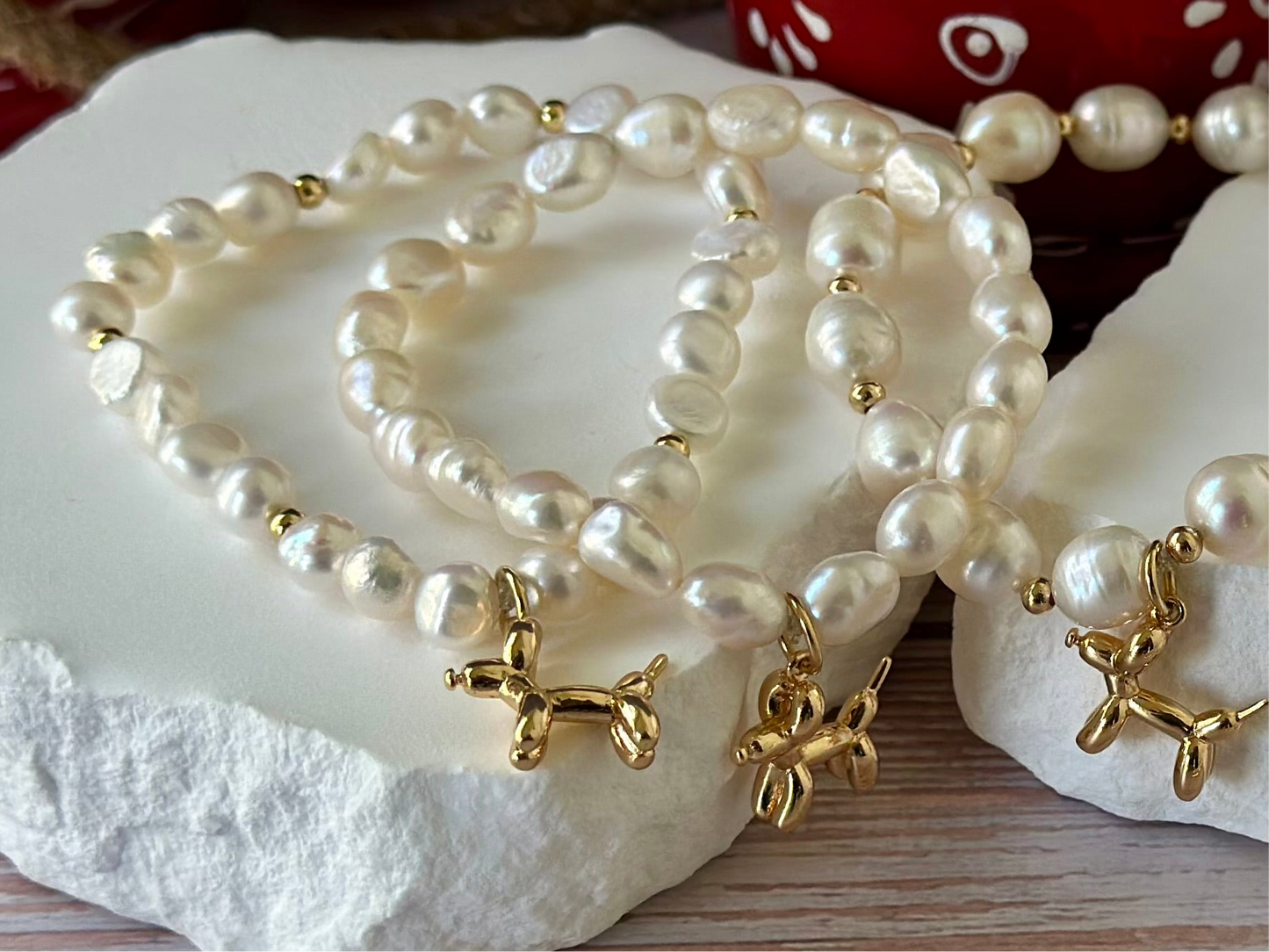 A- Pulseras de Perlas naturales y dije Canino 🐾🐶