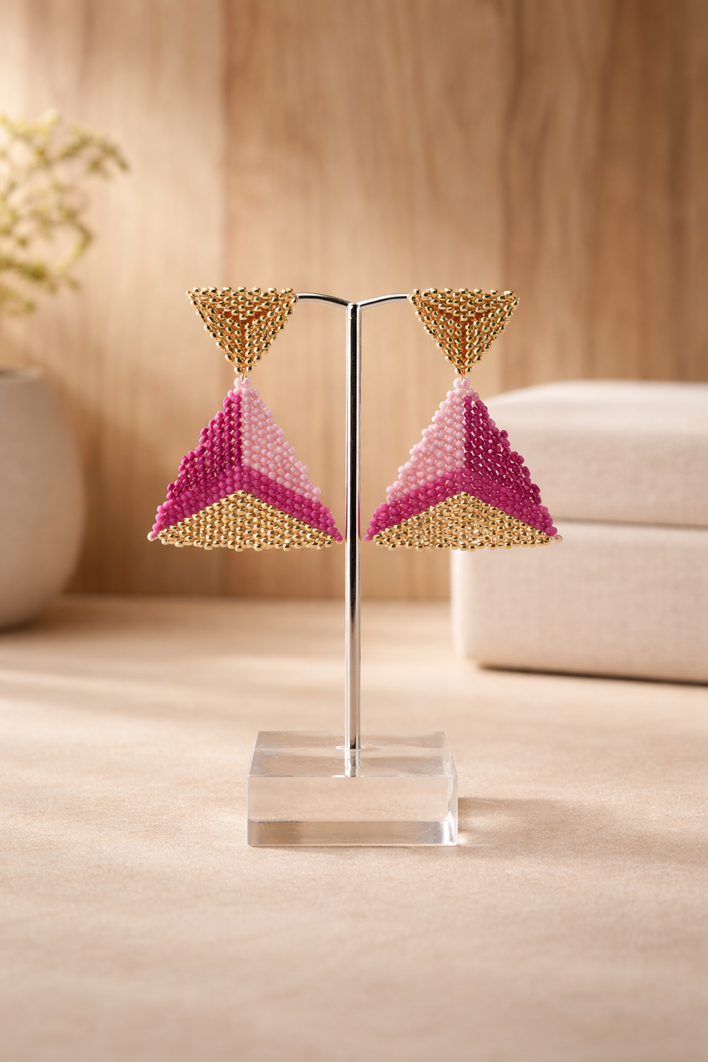 Aretes en Miyuki / Cortos / Rosados