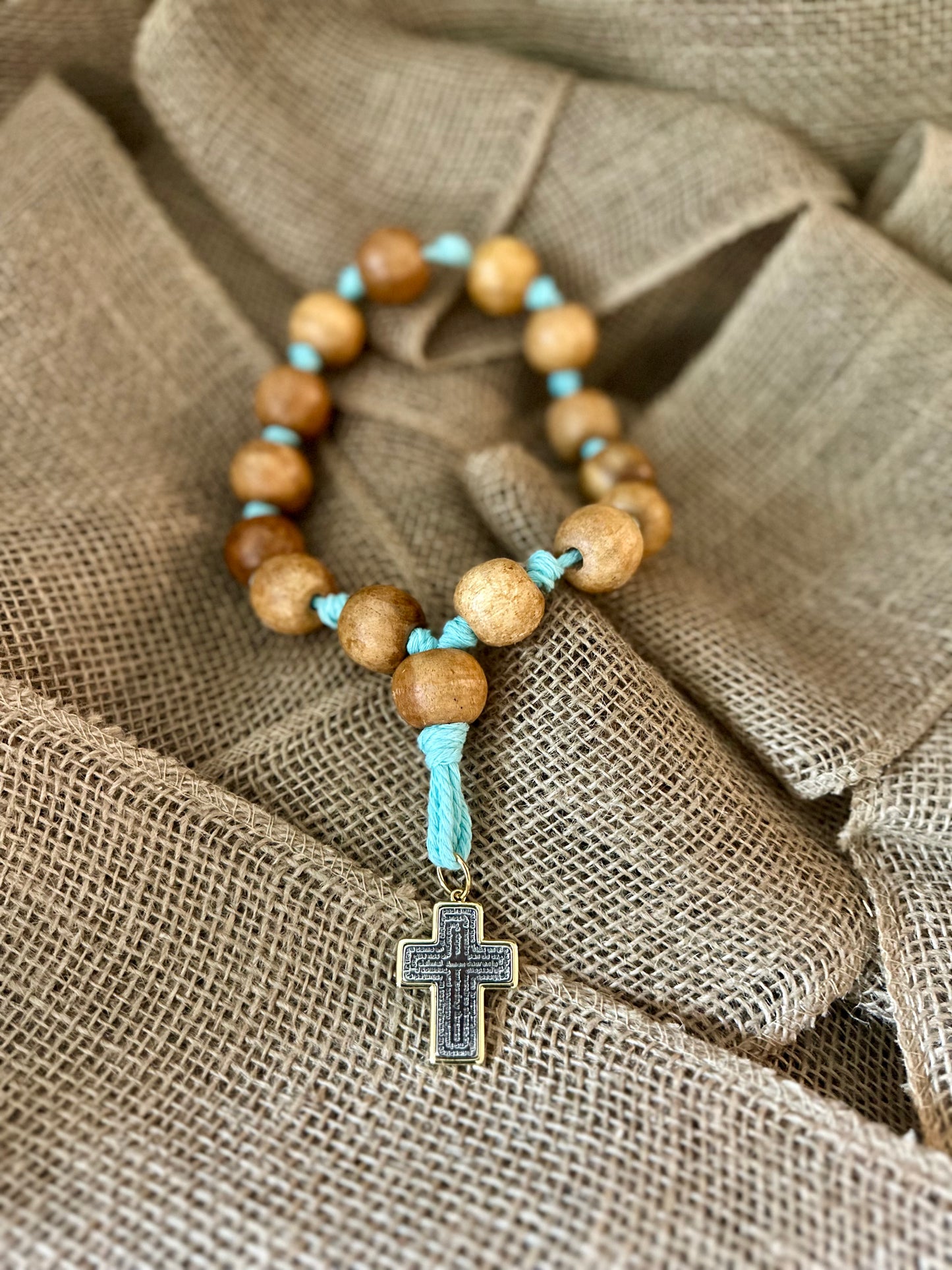 Bendición para el Hogar 🏡 en madera y mecatillo Azul celeste