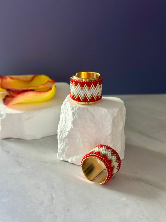 Anillo de Miyuki - Rojo y Blanco