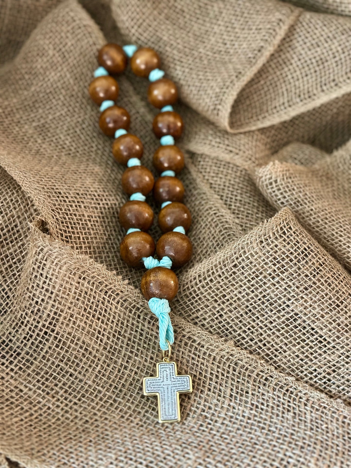 Bendición para el Hogar 🏡 en madera y mecatillo Azul celeste