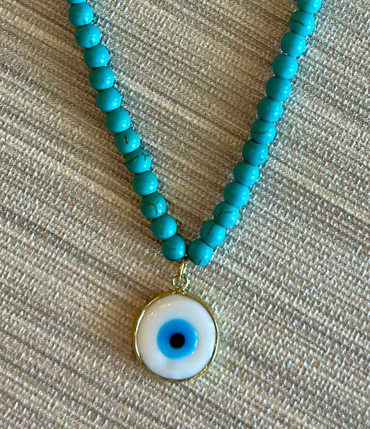 X- Collar Turquesa con Ojo Turco