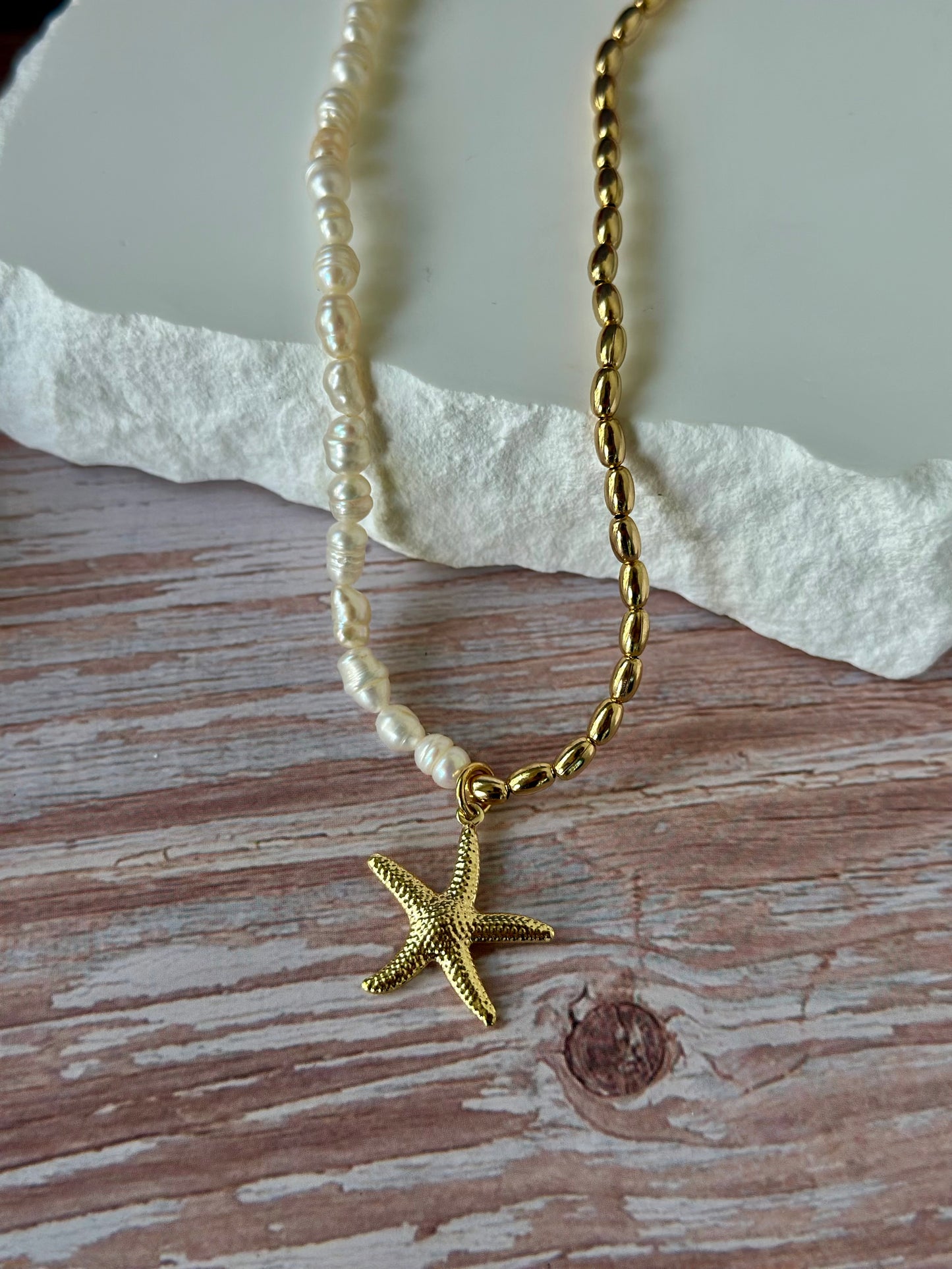 A- Collar de Perla y Balines con dije de Estrella 🌟