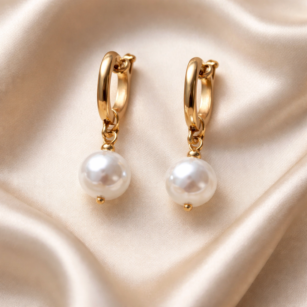 Aretes dorados con Perla natural