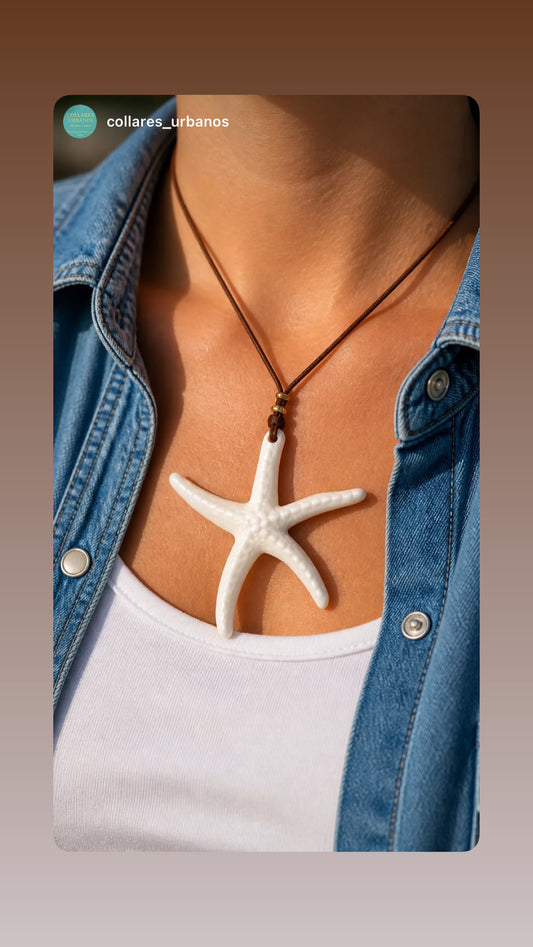 1Collares de cuero con Estrella en resina aclírica