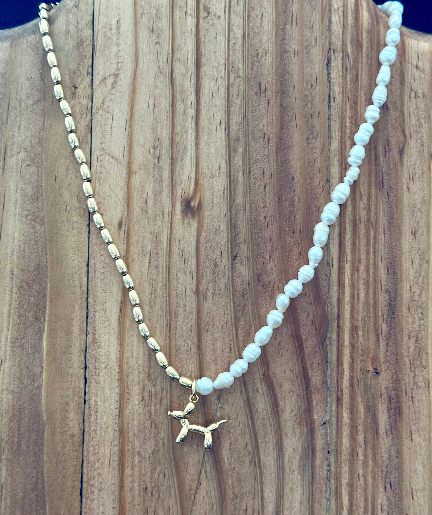 A- Collar de Perla y Balines con dije de Perrito 🐶