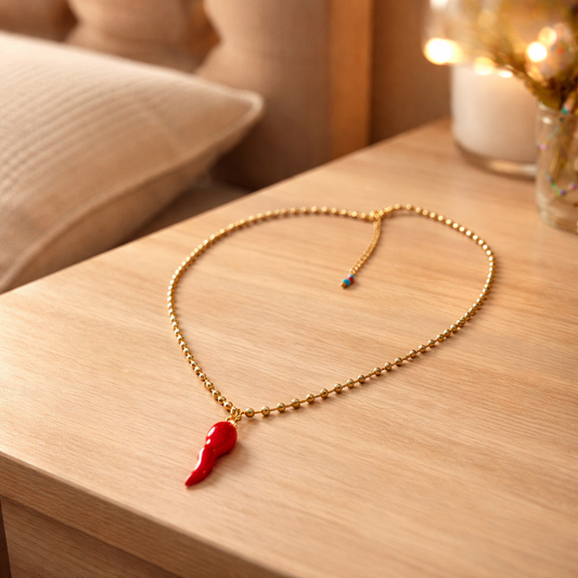 A Cadena estilo militar con dije Cornicello italiano