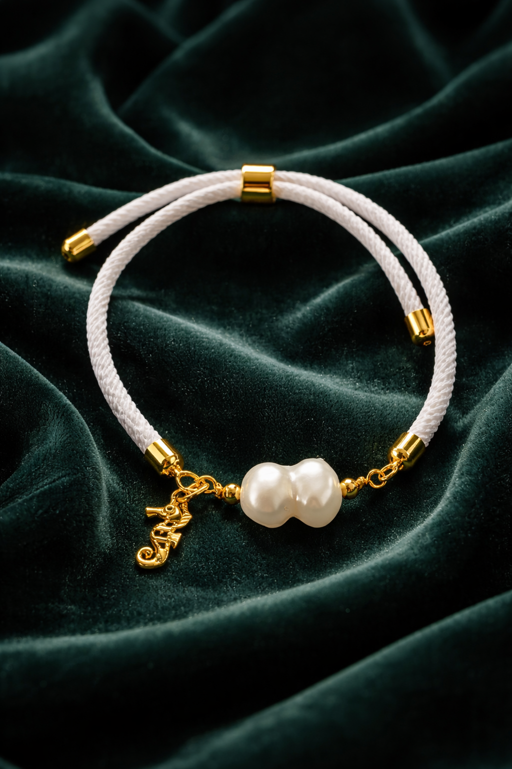 A Pulsera de cordón blanco con Perla natural