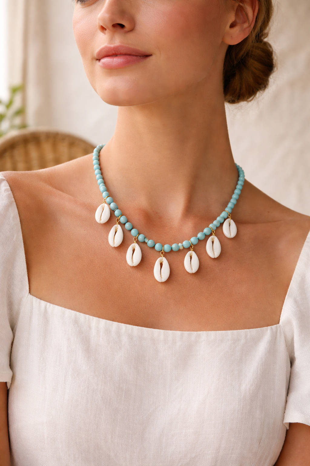 Collar Turquesa con Caracoles