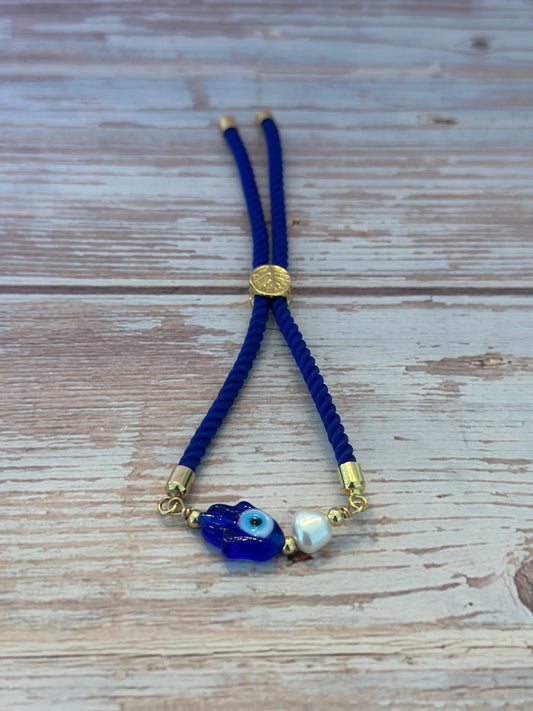 Pulseras en cordón azul con dije Ojo turco 🧿