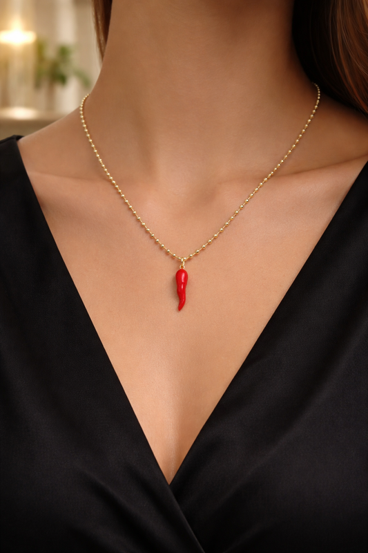 A Cadena estilo militar con dije Cornicello italiano