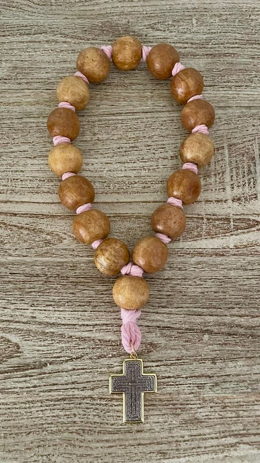 Bendición para el Hogar 🏡 en madera y mecatillo rosado