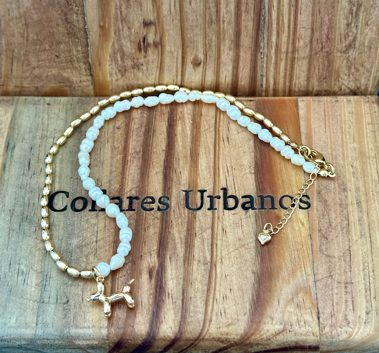 A- Collar de Perla y Balines con dije de Perrito 🐶