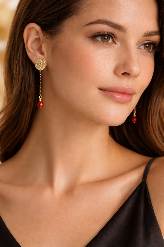 Aretes Dorados & Coral