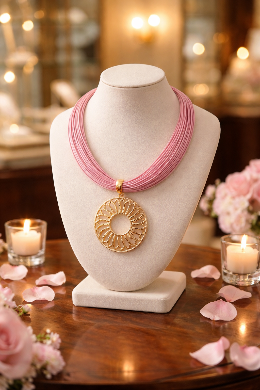 A Collar en mecatillo rosado