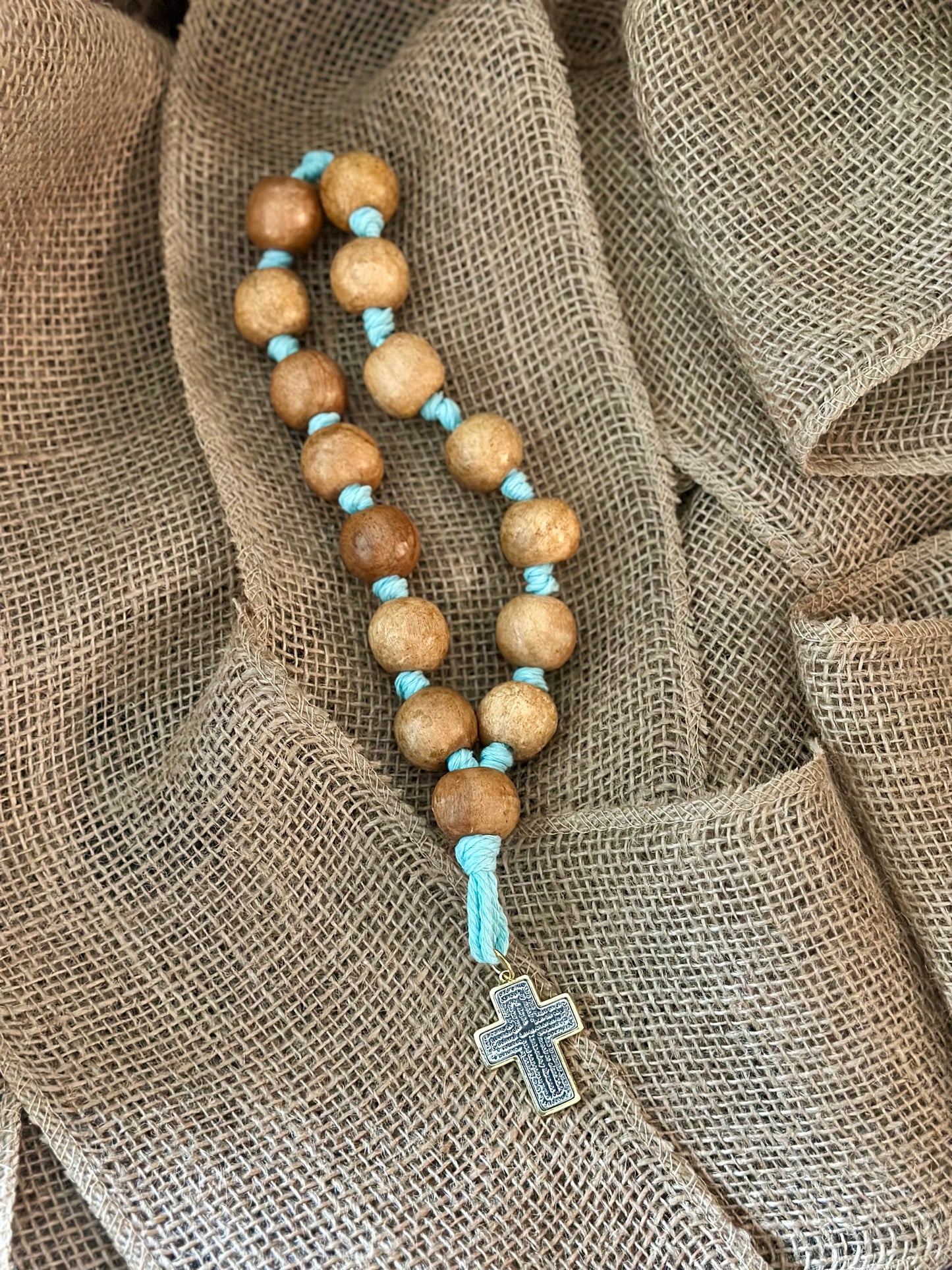 Bendición para el Hogar 🏡 en madera y mecatillo Azul celeste