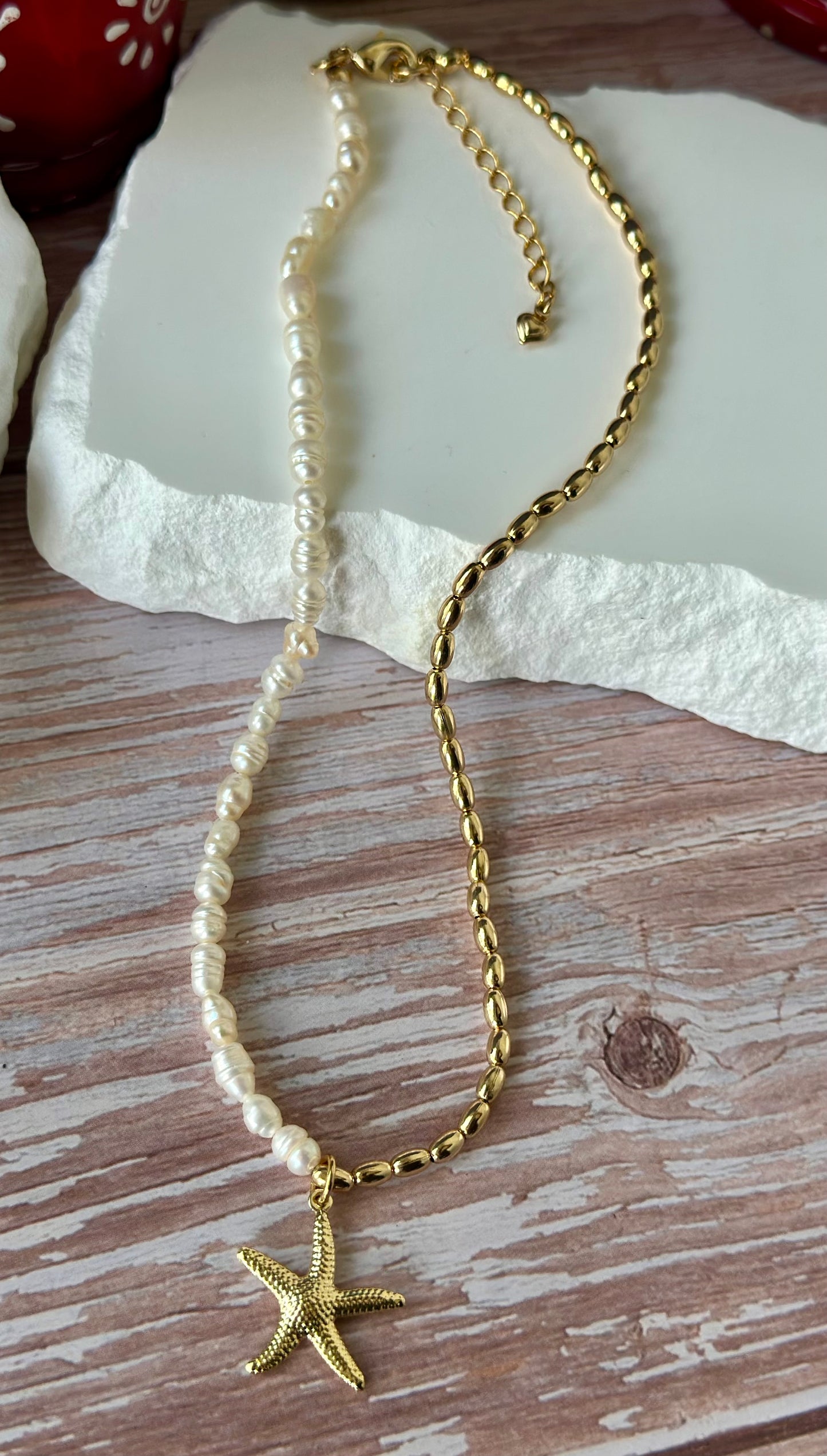 A- Collar de Perla y Balines con dije de Estrella 🌟
