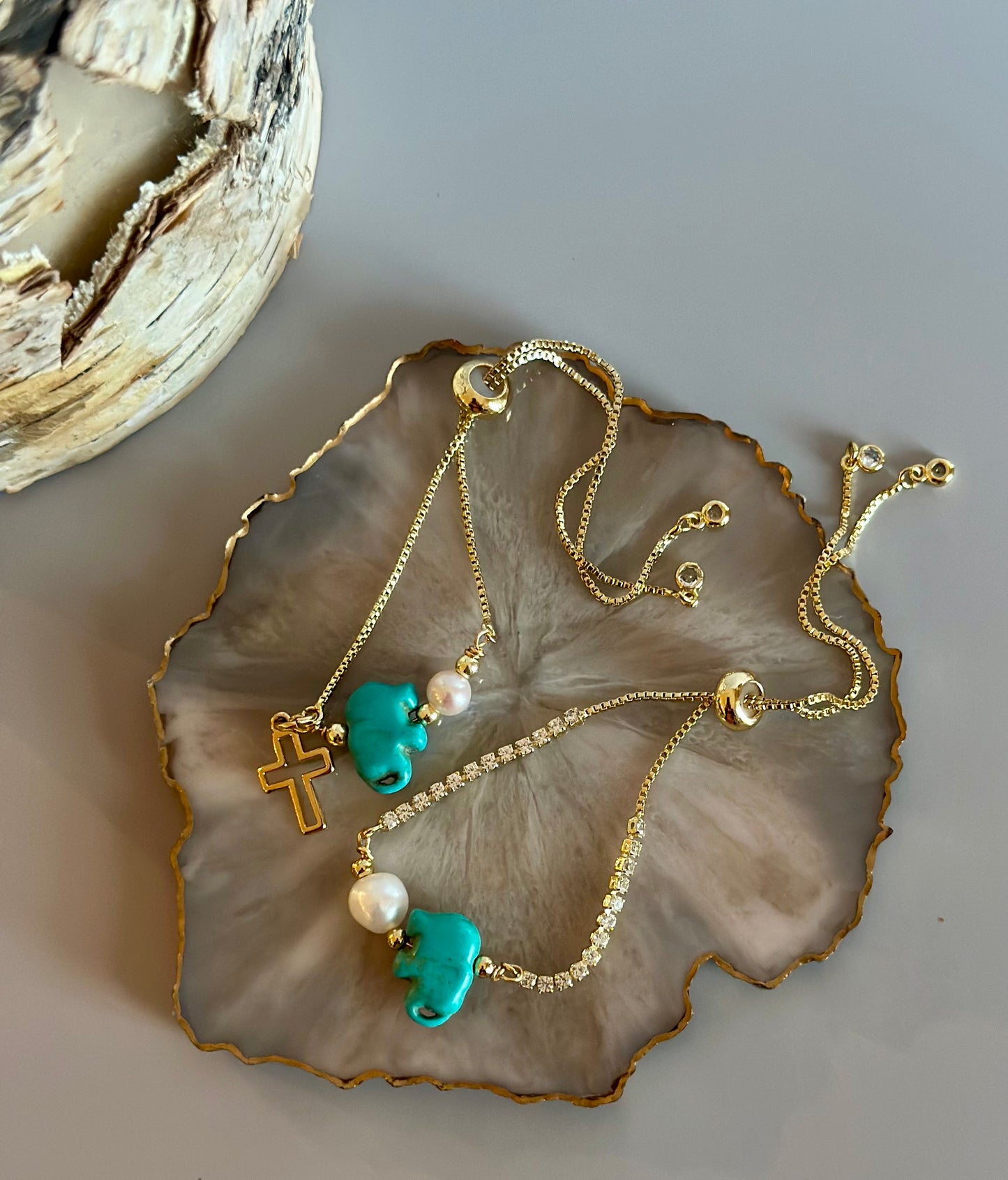 Pulseras en cadena con dijes Turquesa