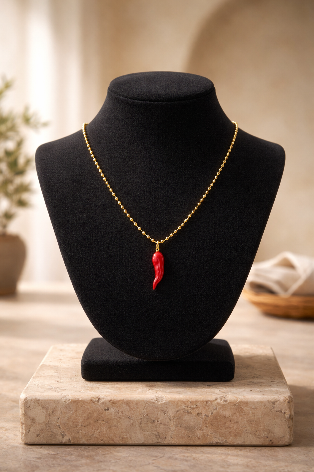 A Cadena estilo militar con dije Cornicello italiano