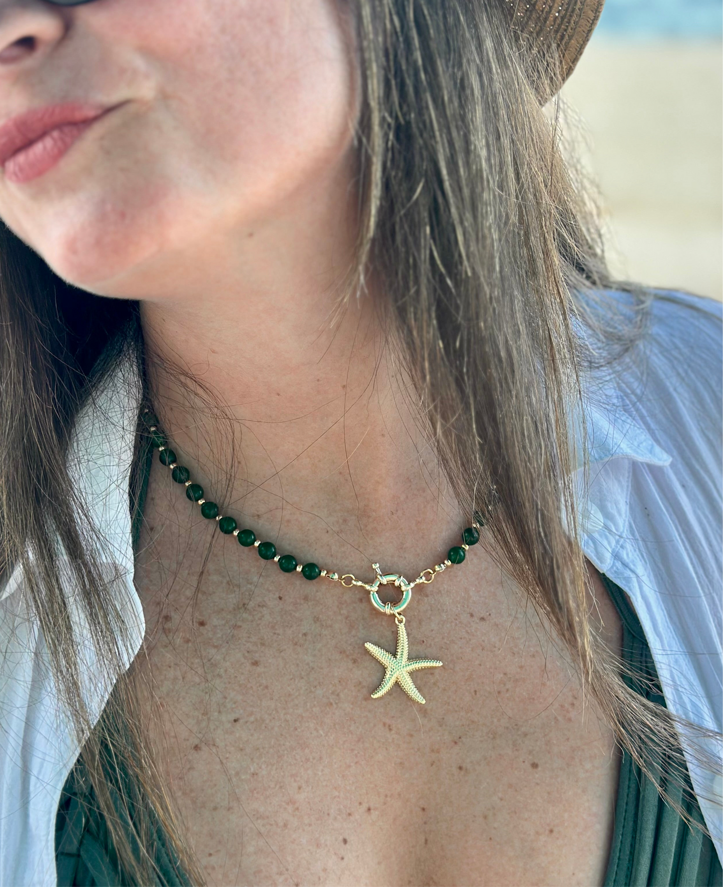 A- Collar de Jade 💚 con dije de Estrella